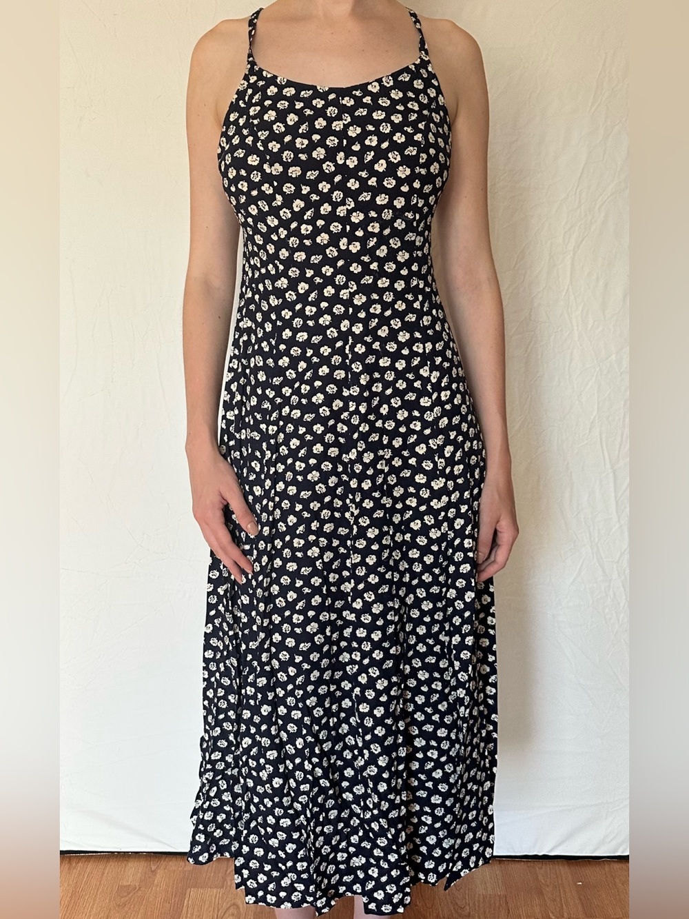 The Limited Black Floral Maxi Dress with White Daisy Print